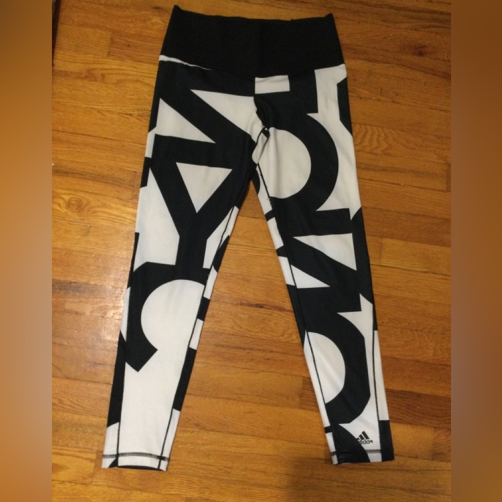 Adidas Climalite Gently Worn Black and White Words Activewear